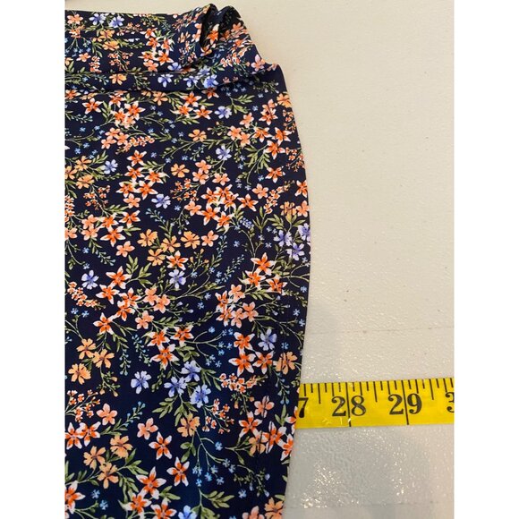 Vince Camuto Floral V-Neck Long Sleeve Blouse Navy Orange Green Blue Large - Picture 5 of 8